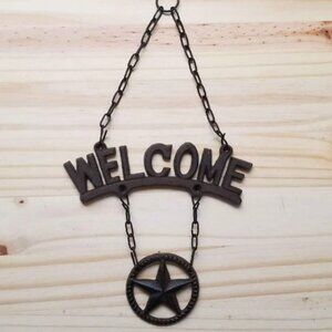 Texas Star Cast Iron Hanging Welcome Sign